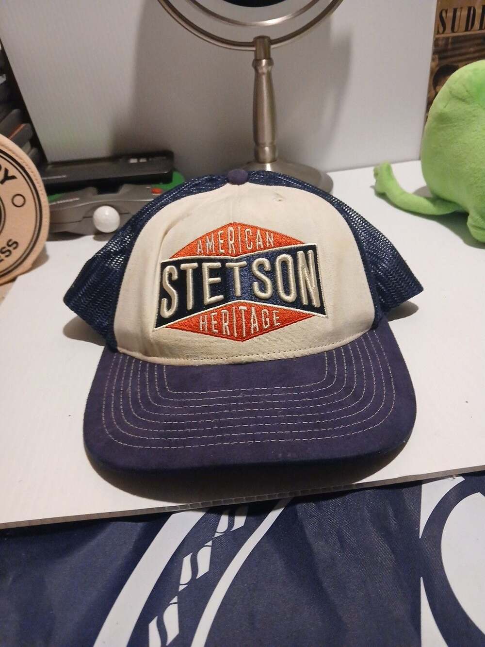 Stetson American Heritage Trucker Cap Snapback Cream Blue